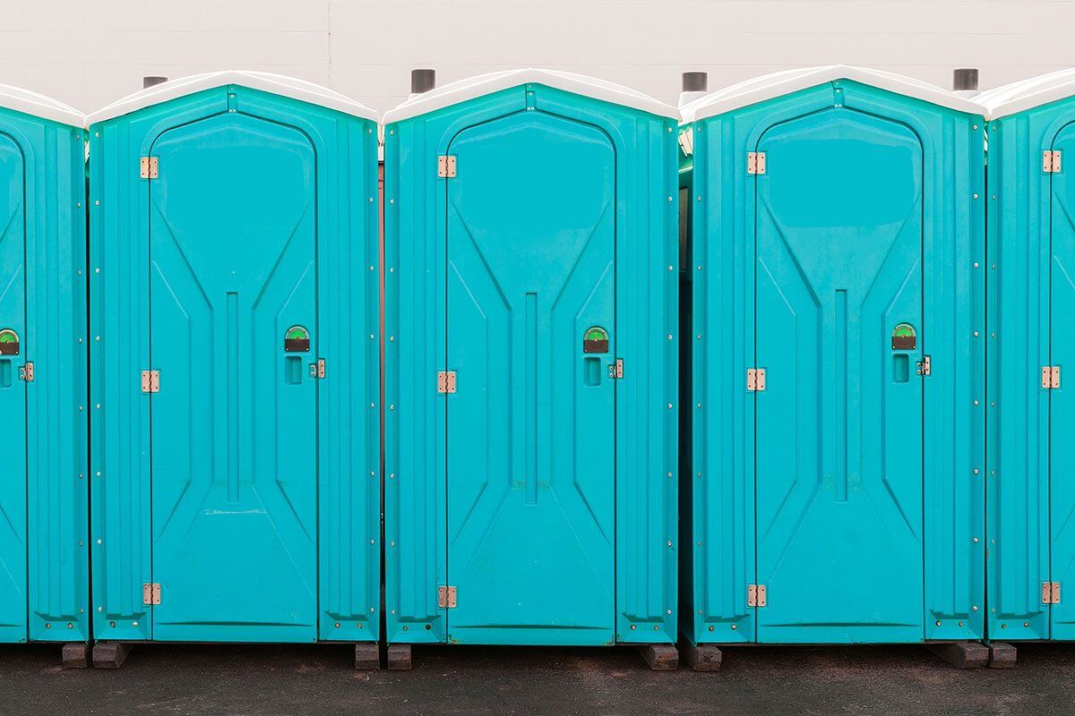 Industrial portable restroom units at a plant in Morristown, Tennessee